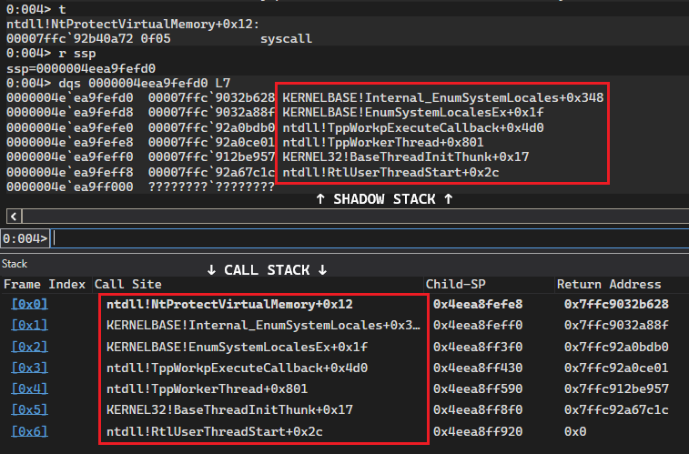 WinDbg callstack at the moment of syscall