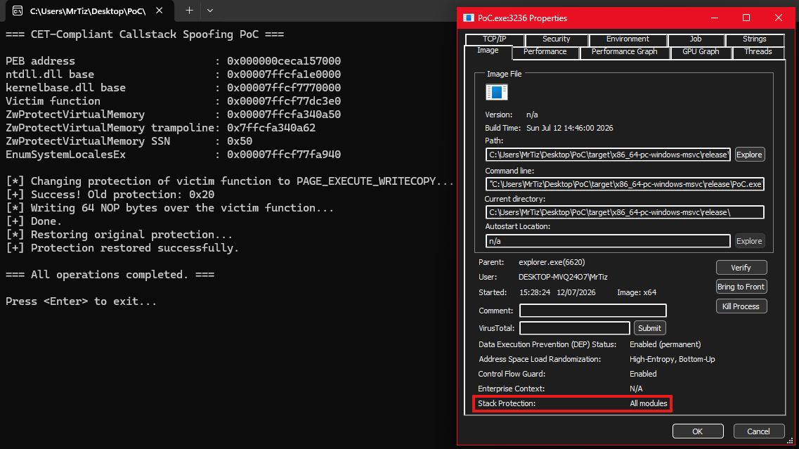 Console output showing successful execution